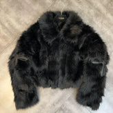 Hearujoy Fur cotton coat winter women's coat lapel long sleeve patch PU cross cotton coat 2024 trendy brand tops